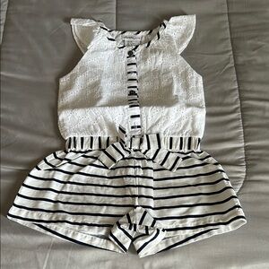 Black and White Striped Jumpsuit Bottoms